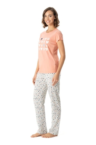 U.S. Polo Assn. U.s. Polo Assn. Kadın Mavi Yuvarlak Yaka Cepli Pijama Takımı Somon