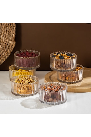 Porsima İstanbul 6 Parça Cam Çerezlik Sunum Magnolia-magnolya Kasesi Şeffaf