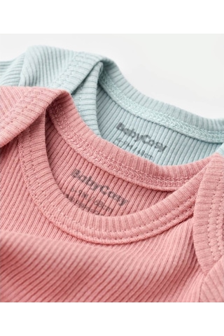 Rebebe Babycosy Modal 2 Li Kısa Kollu Bebek Badi - Bebek Body - Csym1120 (544628673) Yeşil - Pembe