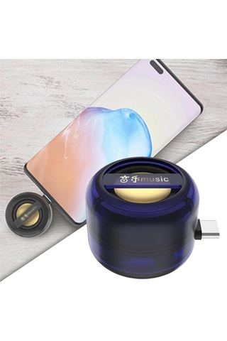 Mini Telefon Hoparlörü, Hoparlörle Şarj Edilebilir Fiş, Telefon Kompakt, Mavi, 41x41x34mm