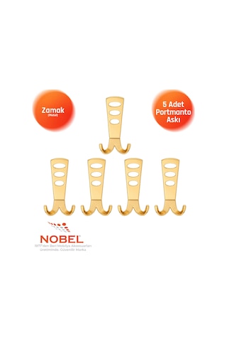 Seylan Portmanto Askısı, Metal Vestiyer Askısı, Altin, Duvar Ve Dolap Askılığı 5'li Set Vidalı Altın