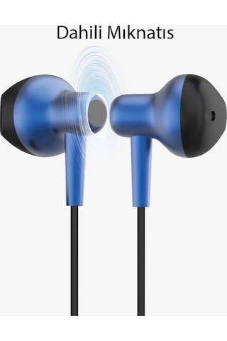 Süper Bass Kablolu Kulaklık , H677 Mavi Mikrofonlu Metal Kablolu Kulaklık , Premiu Diğer