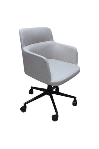 Sekreter Sandalyesi Döküm Süngerli Krem Renk Keten Kumaş