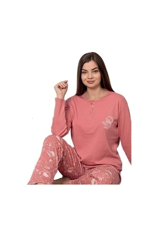 Mina Collection Kadın Pijama Takımı Uzun Kollu Yumuşak Dokulu E Narcc