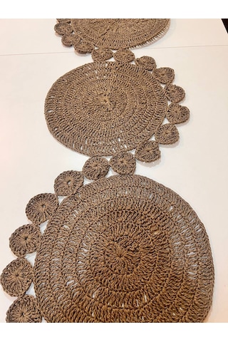 Finezza Hasır Handmade Örme Naturel Brown Runner 100 Cm - 1490