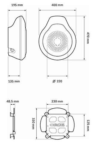 Orge Round Base 22kw Elektrikli Araç Şarj Cihazı Duvar Tipi