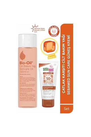 Bio-Oil Cilt Bakım Yağı 200 ML + Sun Care Güneş Kremi SPF50+ + Makyaj Çantası