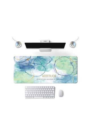 Mermer Dokulu Mouse Pad Klavye Mouse Mat Yeşil 300x600x2mm Yeşil Yeşil