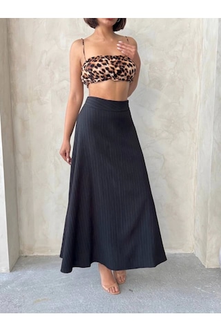 Uzun Astarlı Etek S255043 Siyah