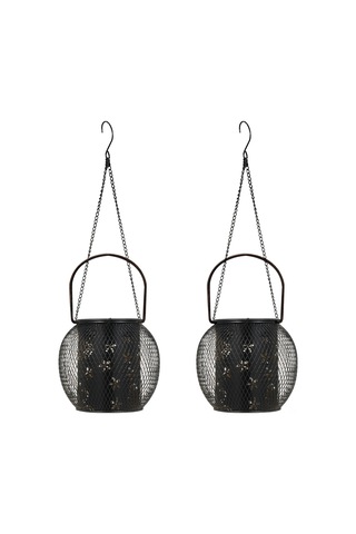 Qingmipy Güneş Enerjili Bahçe Dekorasyonu: Çiçek Ve Kelebek Desenli Su Geçirmez Asılı Fener, Yol Ve Patikalar İçin İdeal Siyah