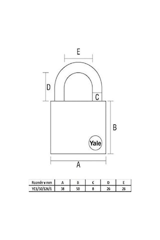 Yale Essential Serisi 50 Mm Prinç Sarı Asma Kilit