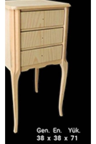 Komodin 12977 Aslan Ayak Klasik Model Ham 3 Çekmece Ahşap Kayın Ayak El Yapım