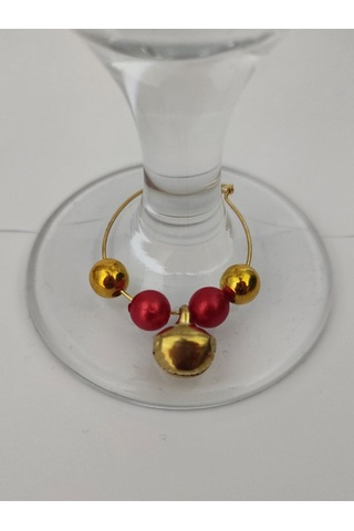 12 Adet Dekoratif Gold Mini Çanlı Yılbaşı Kadeh Süsü 3 Cm - Yılbaşı Kadeh Bileziği