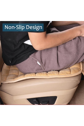 Bej Seametal Peluş Sıcak Araba Klozet Kapağı Yastık Kaymaz Ön Sandalye Koltuk Nefes Alabilen Ped