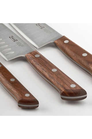 Ikea Vardagen 3 Parça Mutfak Bıçağı Seti 20 Cm Krom - Kahverengi Çok Renkli
