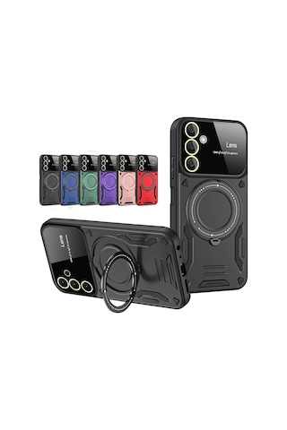 Newface Samsung Galaxy Uyumlu A35 5g Kılıf Joy Lens Standlı Kapak Glblseme - 84 - Lacivert