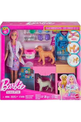 Barbie'nin Veteriner Kliniği Bebek Ve Aksesuarlar Oyun Seti Jfx93