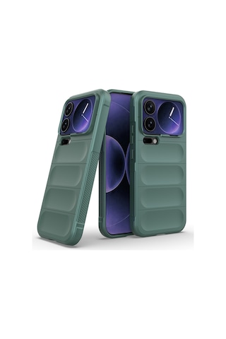 Maks Technology Mi 17 Pro Max Kılıf Esnek Tpu Oyuklu Arka Yüzey Tasarımlı Mkst Etnik Silikon Kapak - Koyu Yeşil