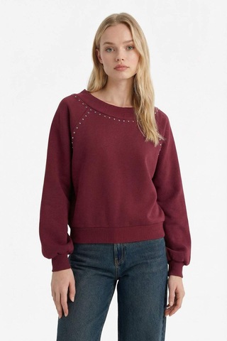 Defacto Oversize Geniş Kalıp Açık Omuz Kalın Kumaş Sweatshirt G7880ax25cwbr43 Bordo-br43