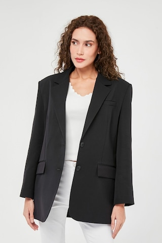 Siyah Kadın Düğmeli Blazer Ceket 001