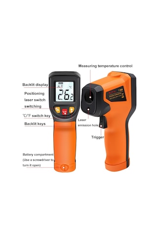 Fırın Mutfak Endüstrisi İçin Njty Dijital Ekran Yüksek Hassasiyetli Kızılötesi Termometre, Spec: T400