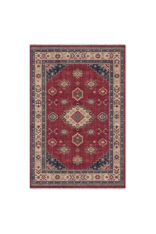 Salon Halısı Bordo Lacivert Etnik Desenli Kaymaz Taban Th-3028 Bordo - Lacivert