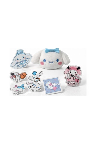 Cinnamoroll Desenli Çok Bölmeli Kalemlik - Peluş Broş-sticker-klips Hediyeli Mavi