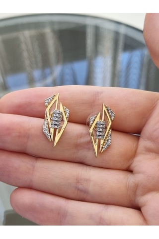 Geometrik Tasarım Modern Küpe Altın