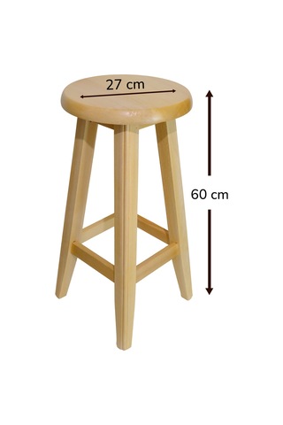 El Yapımı Doğal Ahşap Yuvarlak Tabure 60 Cm Şık Ve Dayanıklı Natural