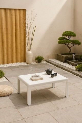 Lara Sehpa Bahçe - Balkon - Teras Mobilyası - Beyaz