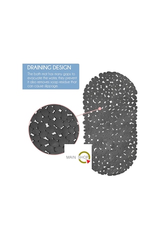 1 Adet Gri Banyo Duş Ve Küvet Kaydırmazı Vantuzlu Paspas 34x68 Cm Gri