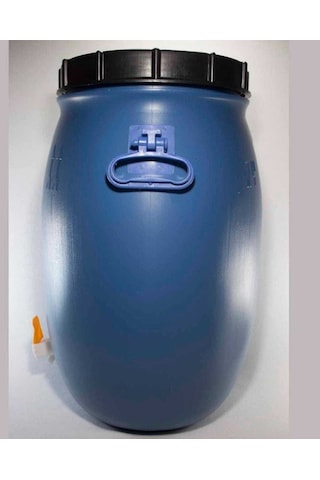 Musluklu 40 L Litre Varil Içi Beyaz Plastik Yağ Turşu Bidon Mavi
