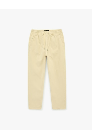 Koton Pamuklu Cepli Beli Bağcıklı Bol Oversize Jogger Jean Pantolon Bej 6sam40275nd Ekru