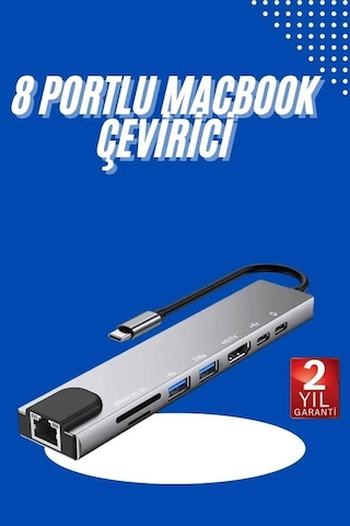 Usb Type-c Hub Dönüştürücü Çevirici Çoklayıcı Macbook Uyumlu Çevirici 8 Portlu Belirtilmemiş