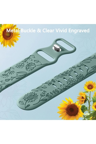 İwatchs9 876se Apple Watch Bileziğine Uygundur Kabartmalı Küçük Gül Silikon Gül - Mavi-gri Gül - Mavi-gri 38/40/41 Mm Çok Renkli