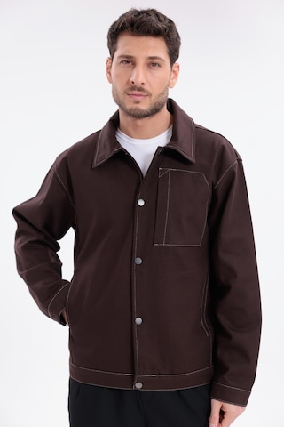 Erkek Dikiş Detaylı Oversize Gabardin Ceket - Mont-392 Kiremit