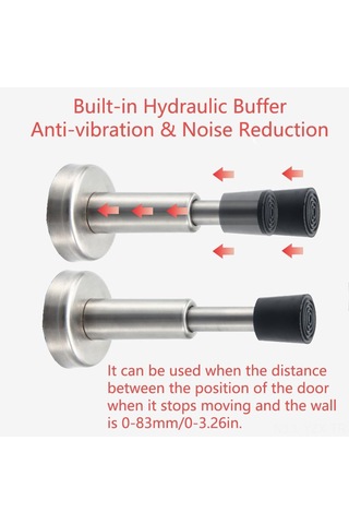 Yaozixa 2 Adet Yapışkanlı Kapı Durdurucu - Paslanmaz Çelik Hidrolik Şok Emici Uçlu 4 Inç