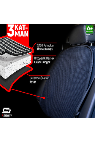 Oto Arka Koltuk Sırt Koruyucu Kılıf Siyah Universal 2 Parça A+ Kalite