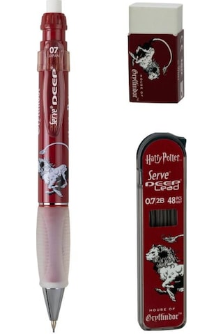Serve Deep Üçlü Set 0.7 Mm Harry Potter Koleksiyonu Mekanik Versatil Kalem, 2b Min 48 Li & Pvc Siz Silgi Seti - Bordo Çok Renkli