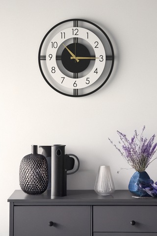 Dekoratif Yeni Modern Mintaka Ahşap Duvar Saati 48cm Siyah - Beyaz