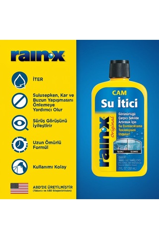 Rain-x Yağmur Önleyici İtici 200 Ml - Yağmurlu Havalarda Kristal Netliğinde Görüş