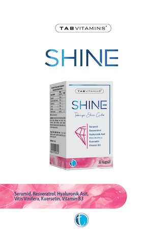 Tabvitamins Shine Seramid Resveratrol Hyaluronik Asit İçeren Takviye Edici Gıda 30 Kapsül