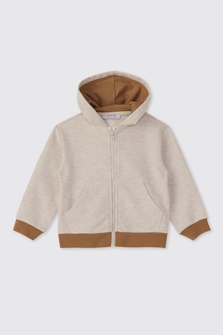 Panço Erkek Çocuk Fermuarlı Sweatshirt Bej-melanj