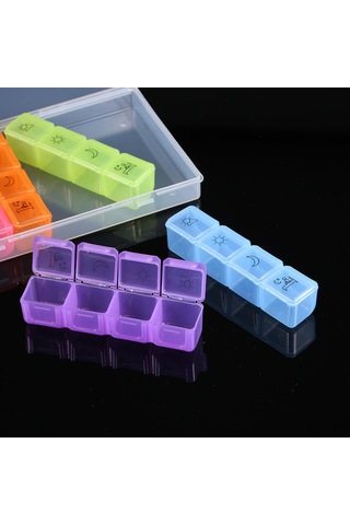 Gajeena 28 Bölmeli 7 Günlük İlaç Düzenleyici, Günde 4 Kere İlaç Almak İçin Taşınabilir Plastik Organizer Kutusu Diğer
