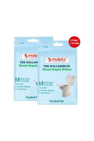 Mulpex Tek Kullanımlık Suda Çözünür Klozet Kapak Örtüsü 2 x 10'lu