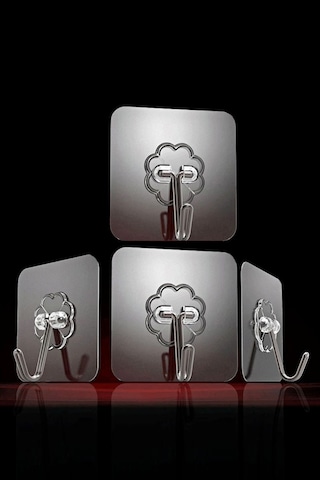 4 Adet Kendinden Yapışkanlı Kapı Duvar Askısı Kancası, Güçlü Yapışkanlı Şeffaf Askı, Yapışkanlı Askı Renkli