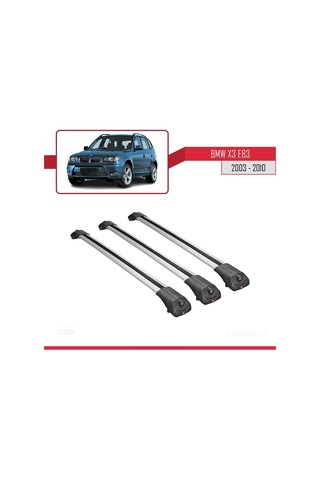 Bmw X3 E83 2003-2010 Arası İle Uyumlu Ace-1 Ara Atkı Tavan Barı Gri 3 Adet Bar
