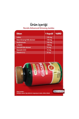 Nondo Ginseng 180 Kapsül Jumbo Boy