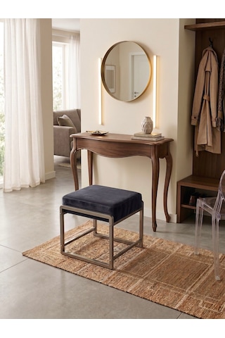 Pure Gri Ayaklı Babyface Puf 50x40x45 Cm - Modern Bench Antrasit