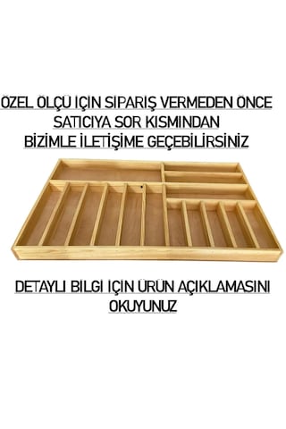 Ayfiwood 70x40 Cm. Doğal Ahşap Kaşıklık Çatal, Bıçak, Kepçe Organizer Çekmece Düzenleyici Mutfak Gereçleri Düzenleyici